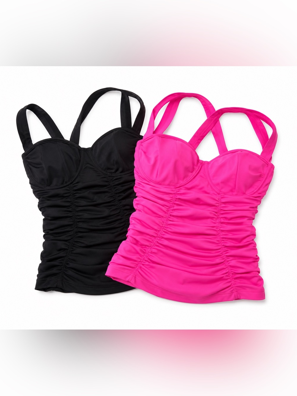 NWOT Free People Movement Ruched Tank Tops Lot of 2 Black Pink S